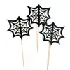 Noche de Luna Negra de Halloween Bandera de telaraña de Batman Decoración de Castillo de calabaza Tarjeta de inserción Decoración para pastel de fiesta