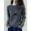 Camiseta de Manga Larga Rayada de Terciopelo Cepillado Falsa de Dos Piezas para Mujer, Estilo Ins Europeo, Diseño de Alta Gama, Gris Oscuro, Top que Reduce la Edad