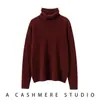 Suéter de Cachemir Puro para Mujer, Listo para Usar, con Cuello Alto Apilado y Bordes Enrollados, Top de Punto, Suéter de Cachemir para Vestir por Capas