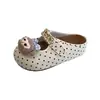 Pantuflas Baotou con cierre de velcro, pantuflas de media caña lindas y de estilo perezoso para mujer, con un diseño de lazo y lunares, adecuadas para usar en exteriores, estilo Mary Jane, suela suave, comodidad como una nube.