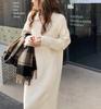 Falda de punto con cuello de polo estilo preppy para mujer, estilo nuevo de otoño e invierno, con abrigo, falda larga suelta y perezosa para debajo de la rodilla