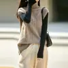 Chaleco de punto de lana pura para mujer, nuevo estilo otoño e invierno, cuello semi-alto, suéter sin mangas de punto trenzado, chaleco sin mangas para superponer