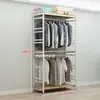Perchero de Hierro Artístico de Estilo Abierto para Uso Doméstico Simple, Zapatero Metálico de Doble Capa, Ensamblaje de Estante de Armario