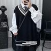 Chaleco Suéter Artístico de Punto sin Mangas Estilo Universitario para Pareja Chaleco de Lana para Hombre Ropa Interior de Moda para Otoño e Invierno para Hombre
