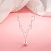 Colar Pingente de Renda Francesa com Pérola Prateada para Mulheres, Design de Nicho, Alto Padrão, Luxo Leve, Temperamento Simples, Versátil para a Clavícula