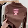 Ropa interior térmica para niñas Otoño Invierno Nueva Elegante Cuello Semi-Alto Forro Polar Ropa interior para niños Niña Pequeña Camiseta de Manga Larga con Volantes