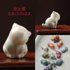Sándalo Lacado Pintado Gatito Lindo Artesanía de Madera Artesanías Piezas de Mano Hogar Oficina Talla en Madera Adornos