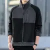 Jaqueta de Lã Estilo Novo para Outono e Inverno, Engrossada e Quente, com Design Color-Blocking, Top Casual Estiloso para Jovens