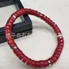 Alternativa a la Ágata Roja del Sur, Pulsera de Abalorios Estilo Vintage de Corte Recto, Pulsera Rojo Caqui, Pulsera de Abalorios Redondos de Jade Similar al Cuarzo, Cuentas de Ábaco