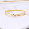 Joyería transfronteriza europea y americana pulsera de lazo de pedrería hecha a mano acero de titanio hebilla de oro de 18K pulsera abierta de oro rosa para mujer