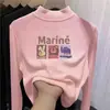 Y2580# blusa de base outono e inverno forrada de fleece aveludado com gola semi-alta para meninas roupas da moda para crianças meninas primavera e outono