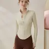 Chaqueta deportiva para mujer, nuevo modelo otoño e invierno, cuello alto, manga larga, ropa de fitness, deportes al aire libre, entrenamiento de Pilates, top de yoga