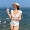 Fonte fábrica na Coreia peito pequeno reunido barriga de aço slim backless sexy uma peça de maiô mulheres + saia única