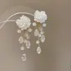 Pendientes de Flor de Tela para Jardín de Monet Super Hada Dulce Temperamento Pendientes Versátiles Moda Alto Sentido de Gama Pendientes Nicho para Mujeres