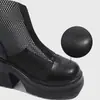 Botas Altas de Malla con Suela Gruesa y Puntera Redonda Vintage para Mujer, Nuevo Estilo Versátil Verano 2026, Botas de Montura de Tubo Alto Huecas que Aumentan la Altura para Personas Bajitas