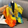 Bufanda de Seda Satén de Seda Simulada de Verano para Mujer Bufanda de Seda de Moda Retro Protección Solar Seda de Morera Bufanda Cuadrada de 90 para Mujer