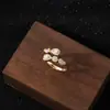 Anillo Abierto Geométrico de Circonita, Estilo Trendy de Influencer, Comercio Exterior, Estilo Europeo y Americano, Anillo de Lujo Ligero para Mujeres, Anillo Brillante de Circonita a la Moda