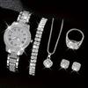 Relógio de Pulso Feminino Popular Cornucópia Moda Casual Números Romanos Quartzo Cravejado Diamantes Pulseira Relógio de Moda