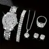 Popular Reloj de Mujer Cornucopia Moda Casual Números Romanos Cuarzo Set Pulsera Completa de Diamantes Reloj de Muñeca de Moda