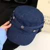 Boina de mezclilla desgastada y rota con ala grande, gorra de pintor tipo boina vintage para mujer que hace que la cara se vea más pequeña