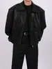Chaqueta de Cuello de Cuero PU Otoñal para Hombre, Estilo Coreano Holgado de Marca de Moda Popular Ins Casual Atractiva Chaqueta Corta