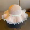 Sombrero de sol de estilo pastoral para niñas, sombrero de paja con temática de bosque para niños, sombrero de sol para protección solar en la playa para niñas, sombrero de sol con protección UV