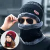 Gorro y bufanda tejidos integrados otoño e invierno cálido manga para el cuello protección cervical para hombres y mujeres jersey forrado de polar máscara a prueba de frío