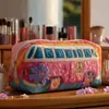 Bolso acolchado con patrón de libélula transfronterizo, bolsa de cosméticos multifuncional, impresión digital, directo del fabricante