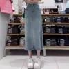 Falda de Mezclilla Tencel con Figura de Pera para Mujer Otoño talla extra chica gordita Cintura Alta Caída Adelgazante Falda de Longitud Media Línea A