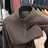 Camiseta Sudadera de Terciopelo Doble Cara de Manga Larga para Otoño e Invierno para Hombre con Cremallera y Cuello Alto Parcialmente Cálido Terciopelo Alemán Camiseta Básica Casual