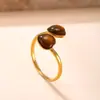 Joyería de Acero de Titanio de Venta Caliente Transfronteriza, Anillo Abierto Geométrico Ultra Fino de Piedra Natural, Anillo Sencillo y de Moda de Acero Inoxidable para Parejas