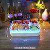 Bandeja de Frutas com Padrão de Gelo LED Ktv Prato de Frutas Brilhante Bandeja de Três Compartimentos Bandeja Recarregável para Lanches