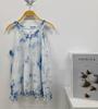 Vestido artístico azul tie-dye hecho a mano de Radix Isatidis de planta pura original, sobrecapas exteriores protectoras solares