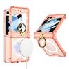 Aplicable a la carcasa del teléfono móvil con todo incluido con eje giratorio de airbag Samsung ZFlip5, cubierta protectora con soporte de hebilla de anillo de color sólido transparente personalizada