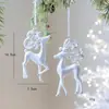 Decoraciones Navideñas Nuevas Transfronterizas Copo de Nieve Blanco Flockado Estrella de Cinco Puntas Tridimensional Colgante para Árbol Decoración Navideña