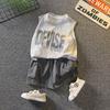 Conjunto de Colete de Verão para Meninos 2026 Novo Estiloso Tendência Sem Mangas Roupa de Verão para Crianças Camiseta Legal