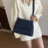 2025 Bolso Cruzado para Mujer de Tela de Nylon Nuevo Color Sólido Costura de Rombos Bolso Cuadrado Pequeño Bolso de Hombro Simple de Moda