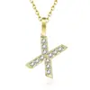 Amazon transfronterizo nuevo collar con incrustaciones de circonita de diamantes completos 26 letras inglesas femenino acero de titanio colgante DIY cadena de clavícula