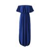 2020 AliExpress Cor Sólida Estampado Ombro a Ombro Vestido Fenda Grande Vestido Algodão Misturado Figura Oficial