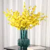 Orquídea Danzante Flor Artificial de Alta Calidad 4 Ramas Oncidium Phalaenopsis Decoración de Boda Flor Falsa Artificial Planta Verde Artificial Venta al por Mayor