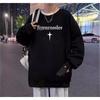 Transfronterizo Nuevo Estampado Otoño e Invierno Sudadera Hombre Primavera y Otoño Estilo Coreano Nuevo Cuello Redondo Holgada Superior Chic Estilo Hong Kong Tendencia