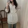 Vestido de Color Sólido con Diseño de Volantes y Cintura con Cordón, Estilo Coreano Ins Elegante, Nuevo para Primavera y Otoño 2026
