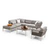 Mobiliário de Exterior Moderno Minimalista Shunde Liga de Alumínio Corda Sofá de Canto em L Chaise Longa Reclinável Fábrica de Foshan