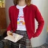Chaqueta Cardigan de Punto Rojo para Mujer Ropa de Exterior Principios de Otoño Estilo Nuevo Suéter Suave y Esponjoso Capa Interior Capa Base Top Ajustado