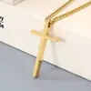 Colar Cruz de Aço Inoxidável Estilo Europeu e Americano, Estilo Unissex, Pingente Cruz Liso Versátil de Aço Titânio Simples para Homens e Mulheres