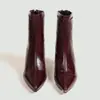 Botines de tacón de aguja europeos y americanos al por mayor para mujer, transfronterizos, nuevos para Otoño e Invierno 2026, botas adelgazantes, con felpa, botines elásticos franceses