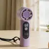 Mini Ventilador de Turbina Portátil com Display Digital, Luz LED, Carregamento USB, Longa Duração da Bateria, Ventilador Portátil para Exterior com Cordão