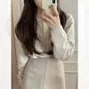 Cárdigan de Punto de Manga Larga con Cuello Redondo de Terciopelo Andy para Mujer, Suelto, Color Sólido, Prenda Exterior de Otoño