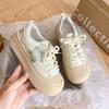 2024 nuevos zapatos de pan de cabeza grande con forma de estrella para mujer, muffin feos y lindos, zapatos de mujer de suela gruesa, casuales, deportivos, versátiles, blancos