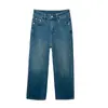 ¡Muy recomendable! Diseño súper elegante de cerezas~ Jeans tipo cigarrillo elásticos en cuatro direcciones para mujer, estilo otoño, Pantalones rectos cropped de cintura alta de Lyocell